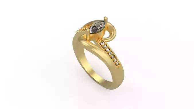 Woman Solitaire Ring 666 3D print model