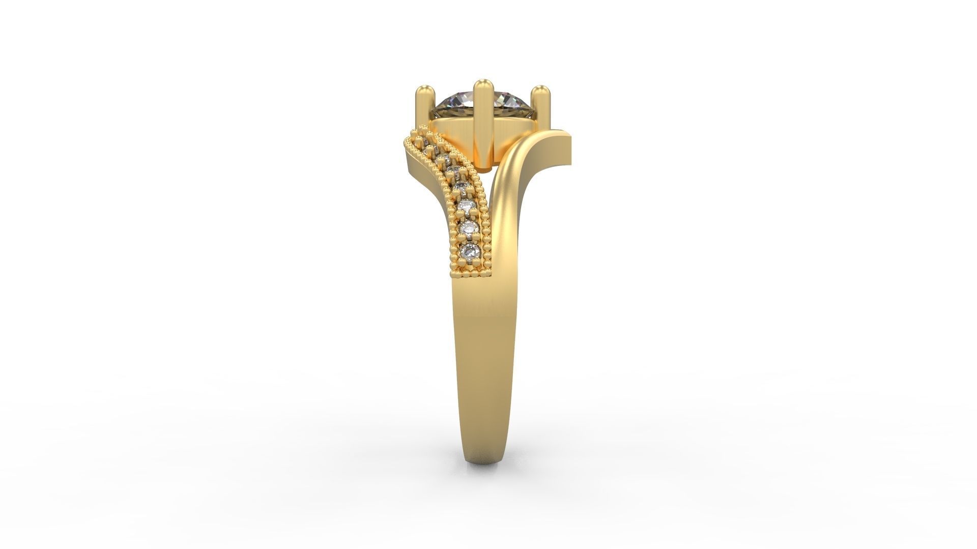 Woman Solitaire Ring 667 3D print model_2