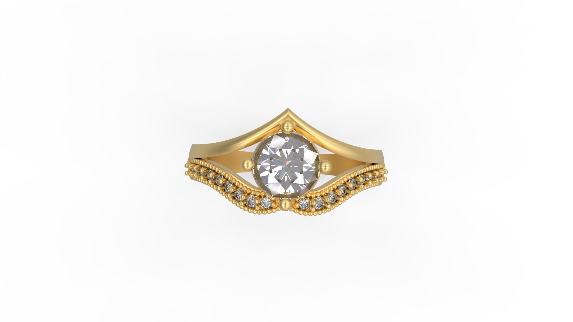 Woman Solitaire Ring 667 3D print model_4