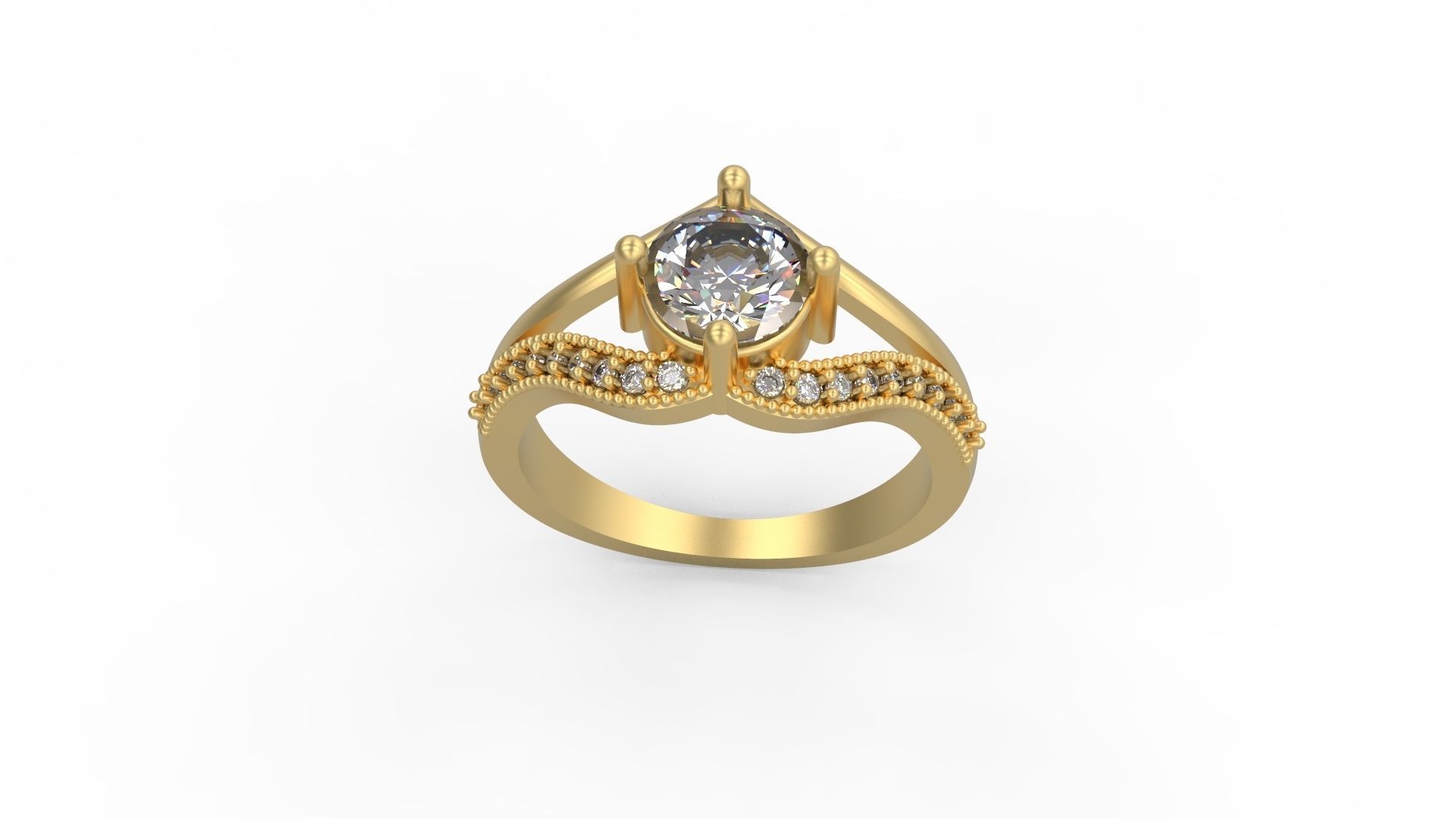 Woman Solitaire Ring 667 3D print model_3