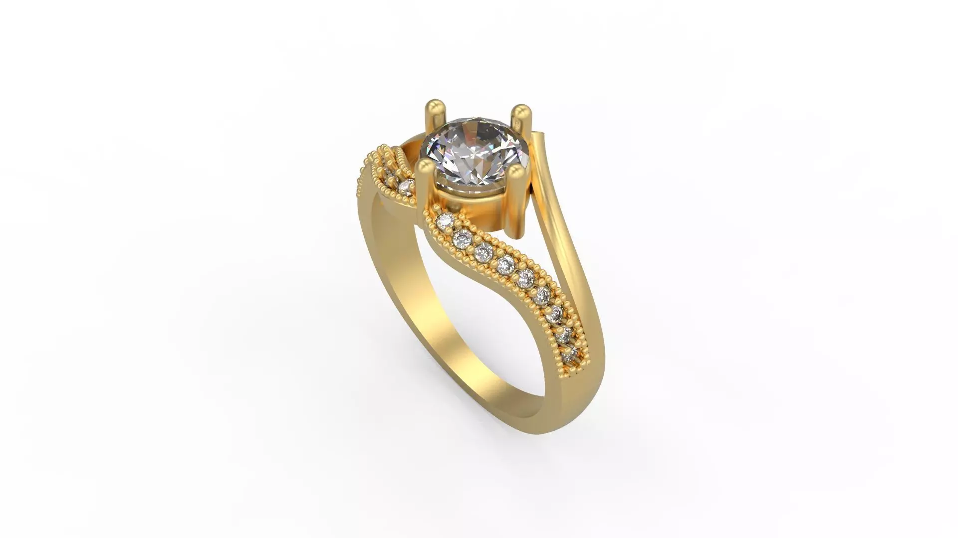 Woman Solitaire Ring 667 3D print model_0