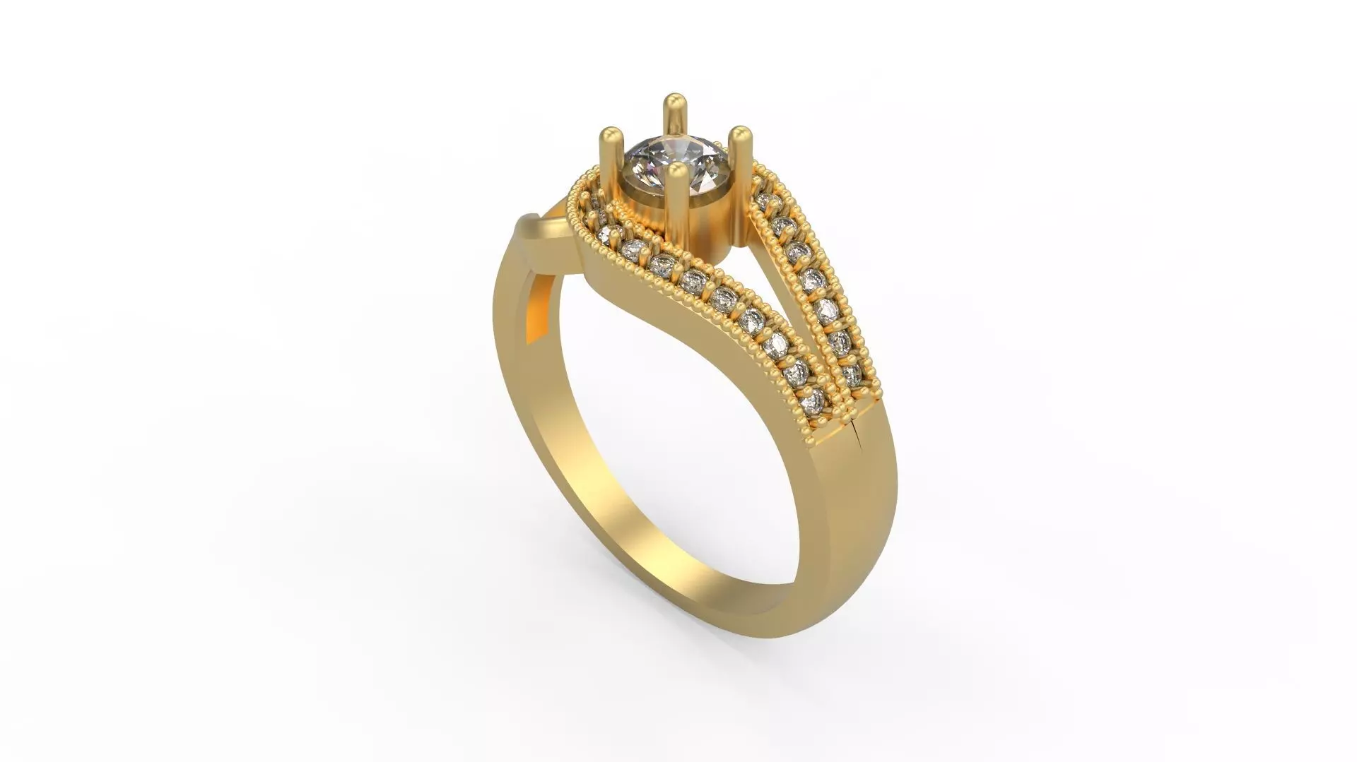 Woman Solitaire Ring 671 3D print model_0