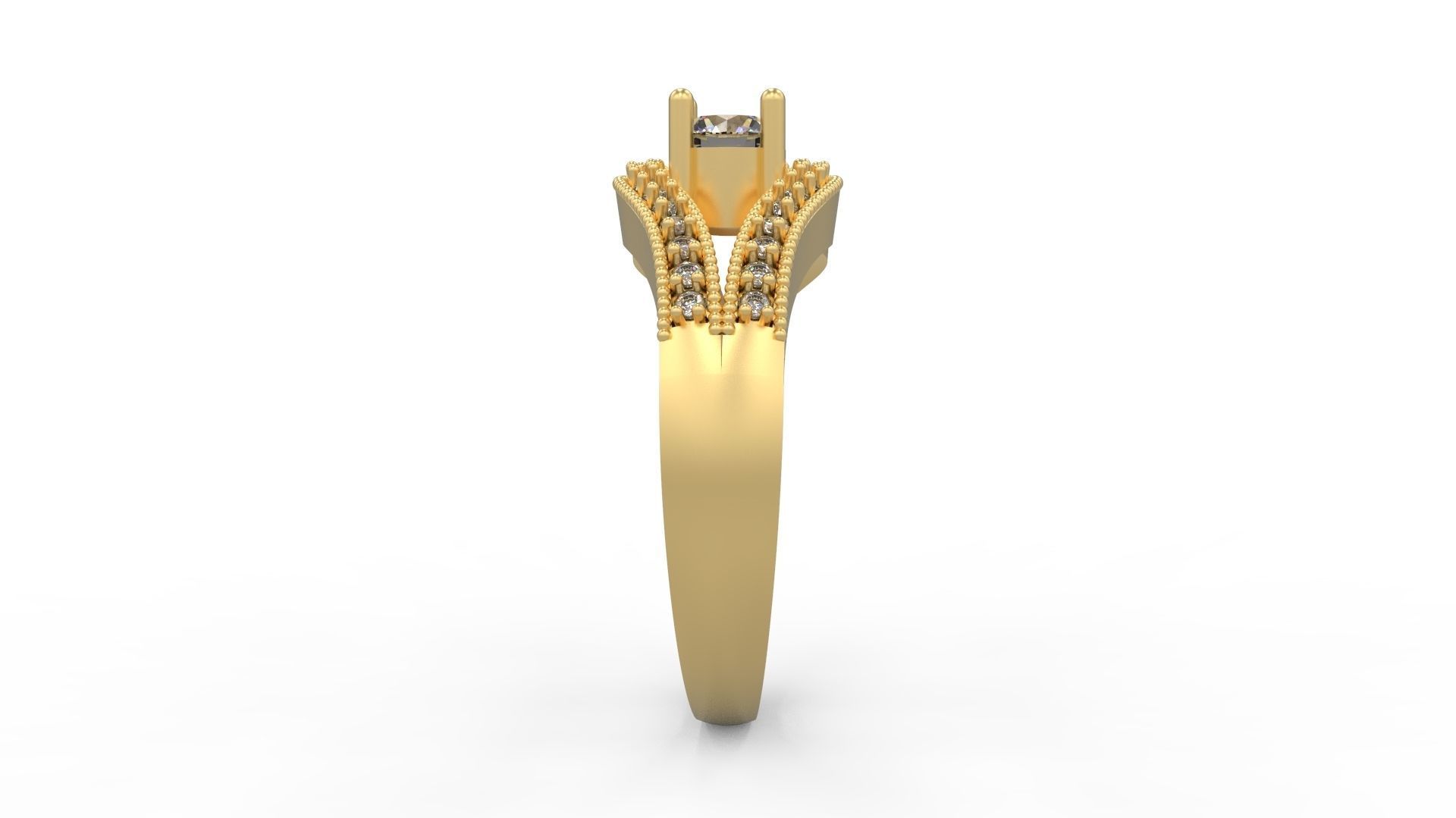 Woman Solitaire Ring 671 3D print model_2