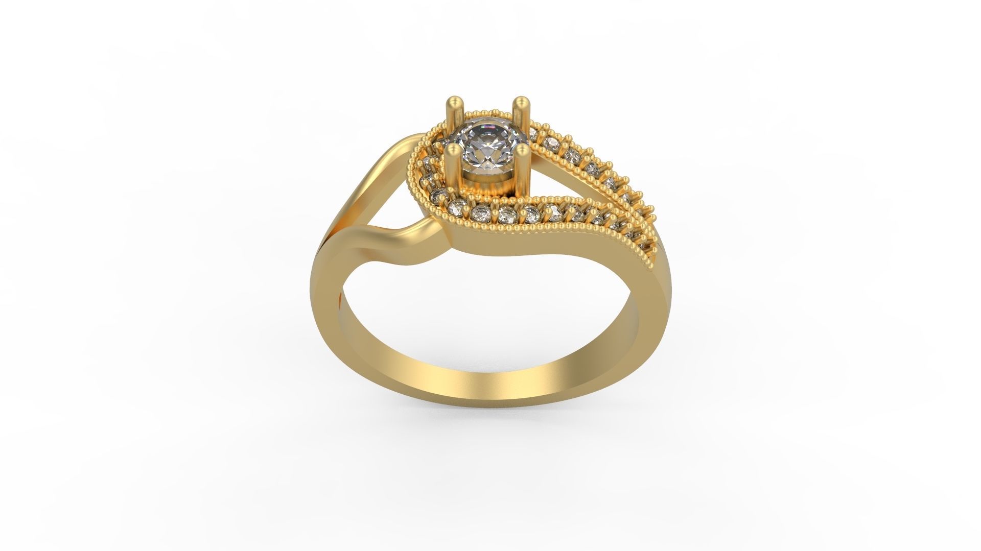 Woman Solitaire Ring 671 3D print model_4