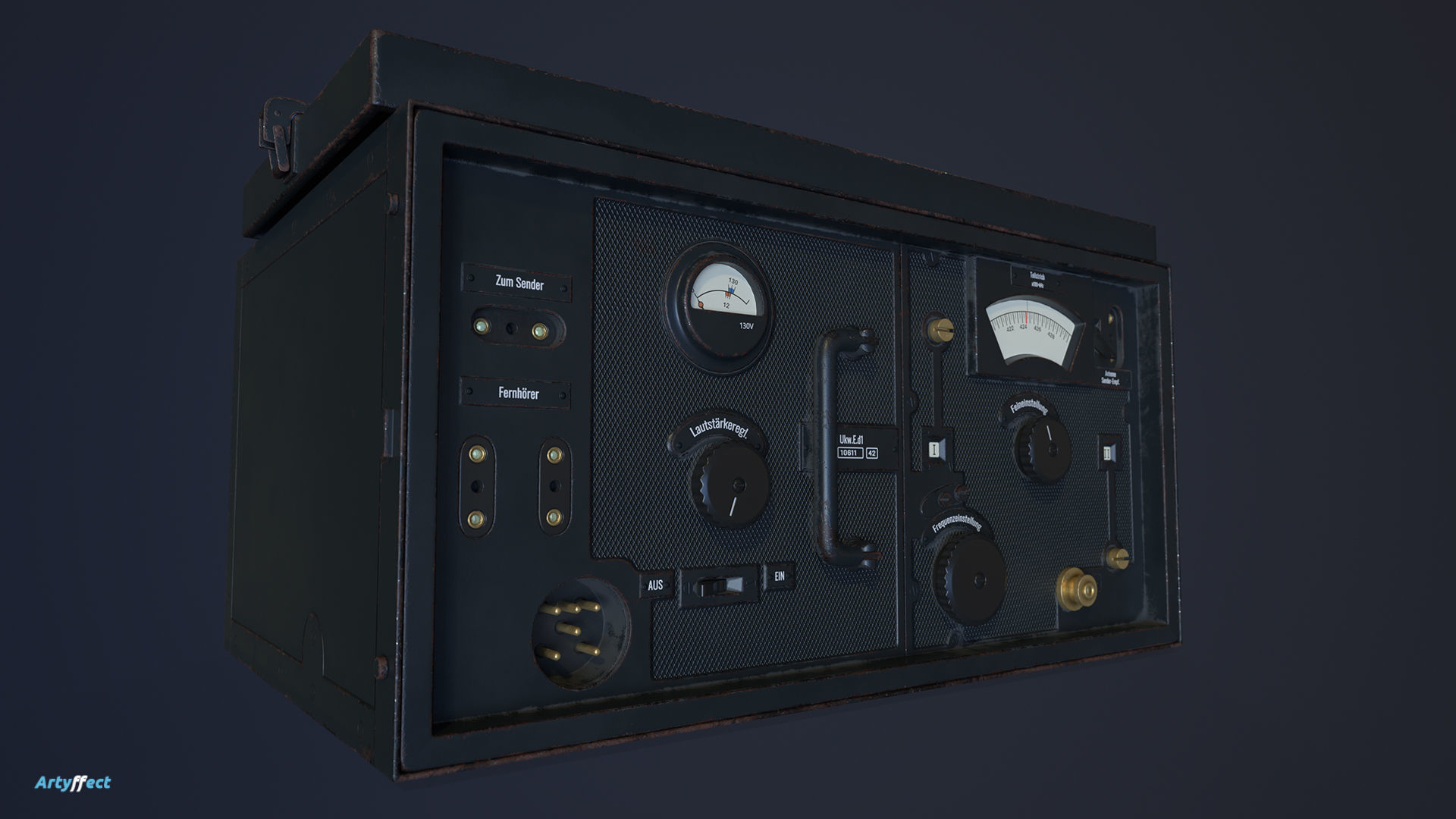 WWII German VHF Receiver Radio  Low-poly 3D model_1