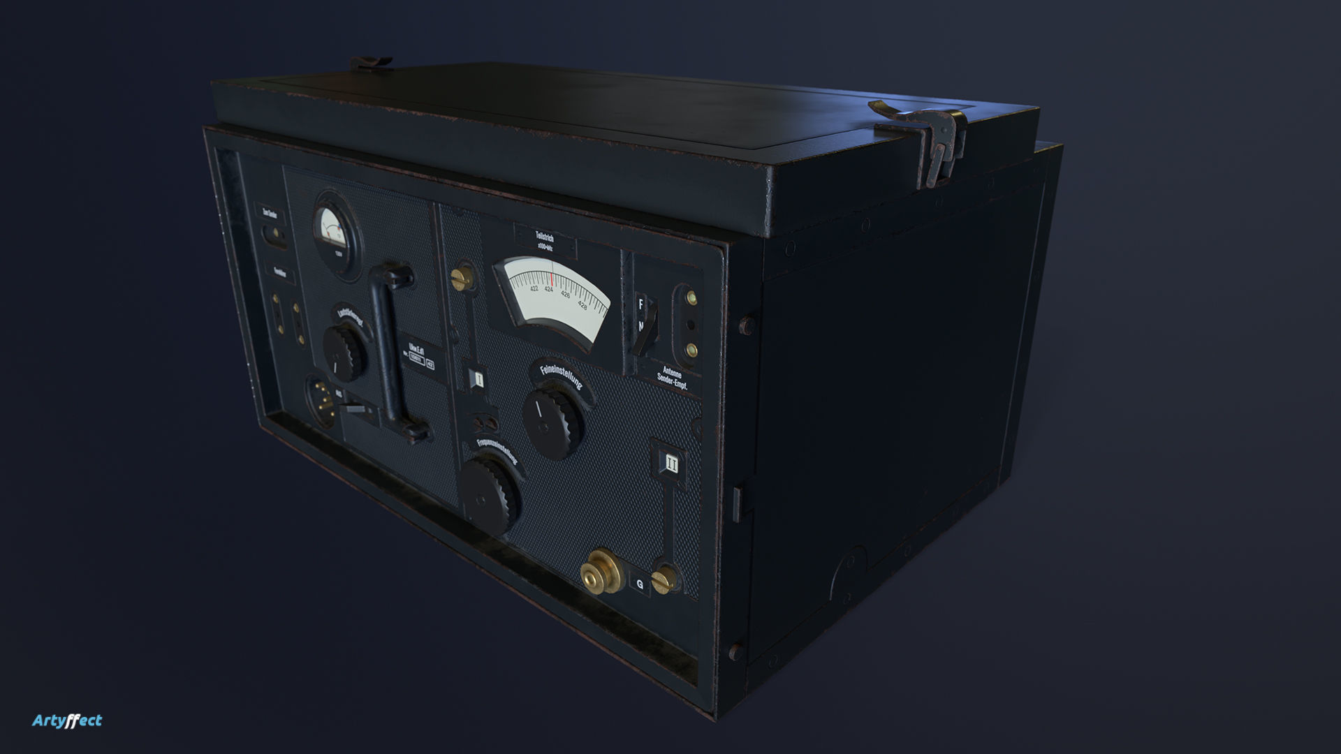 WWII German VHF Receiver Radio  Low-poly 3D model_2