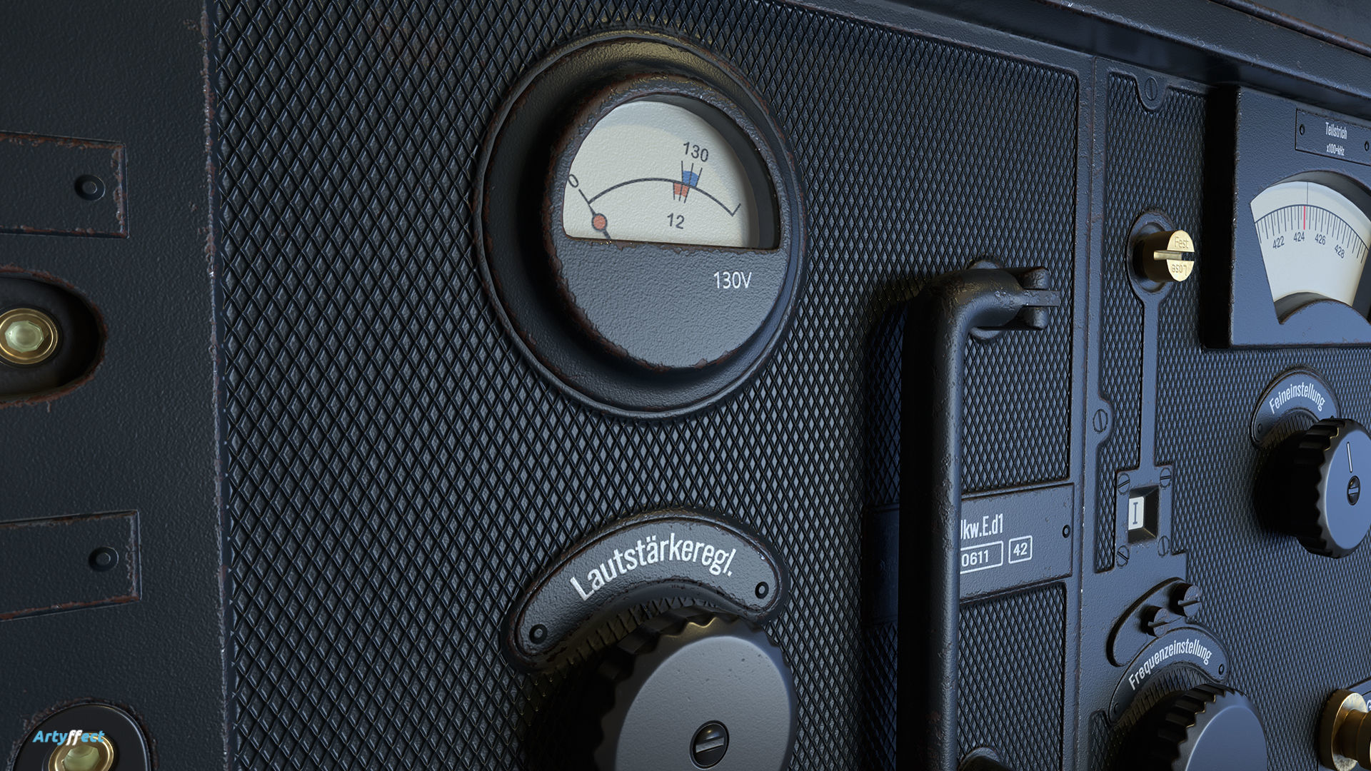 WWII German VHF Receiver Radio  Low-poly 3D model_4