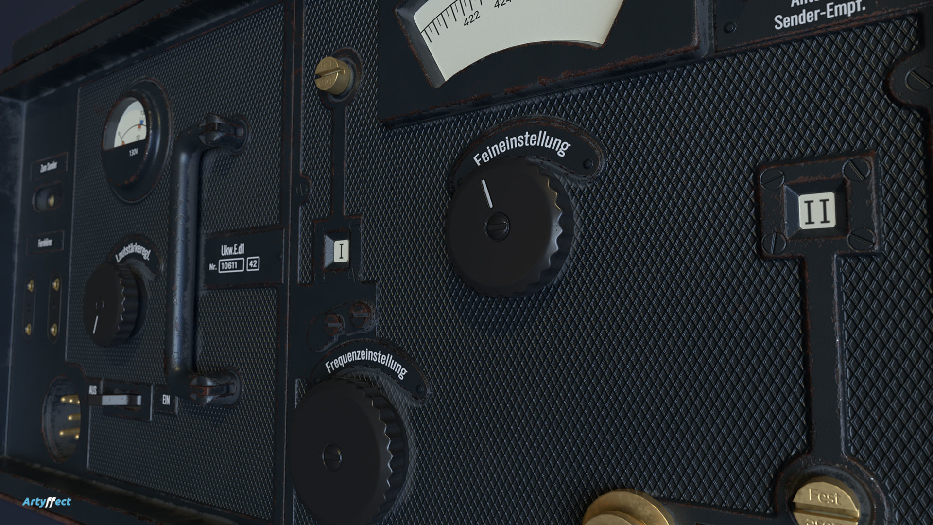 WWII German VHF Receiver Radio  Low-poly 3D model_3