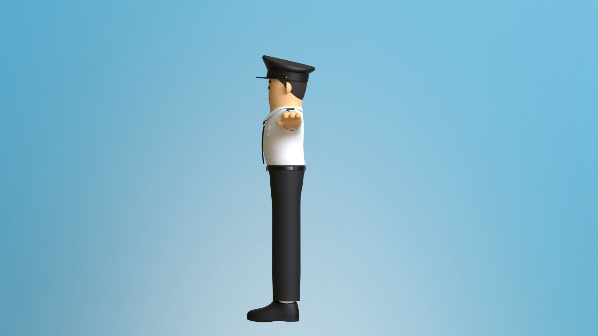 Minimal Pilot Cartoon Character 3D model_11