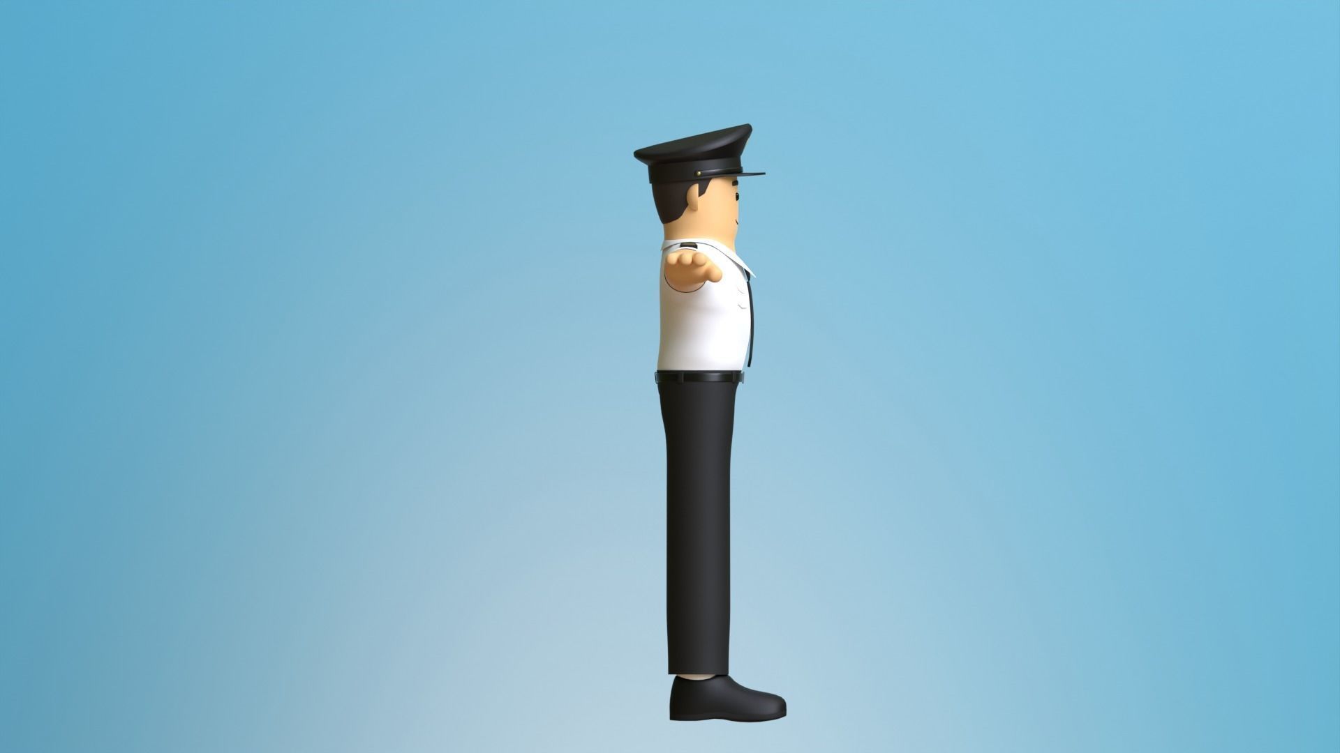 Minimal Pilot Cartoon Character 3D model_9