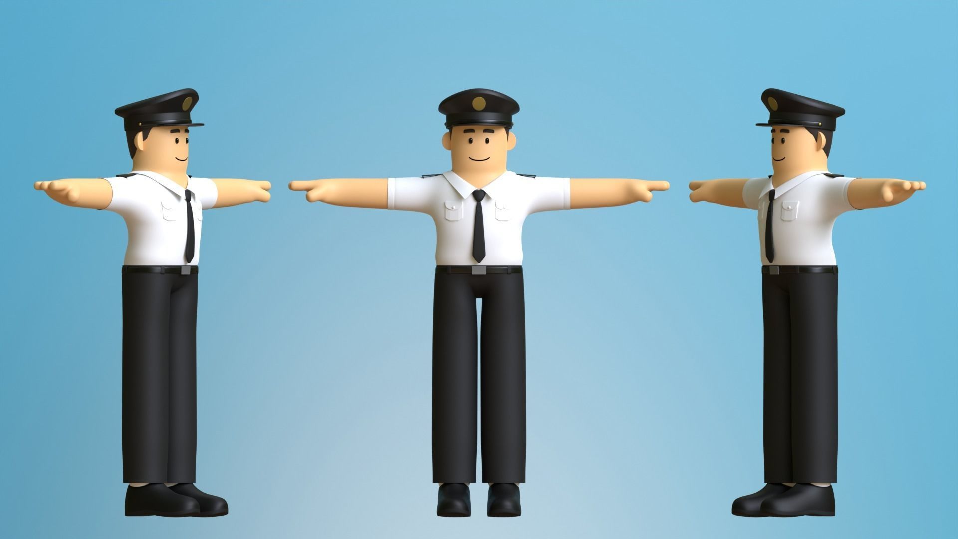 Minimal Pilot Cartoon Character 3D model_5