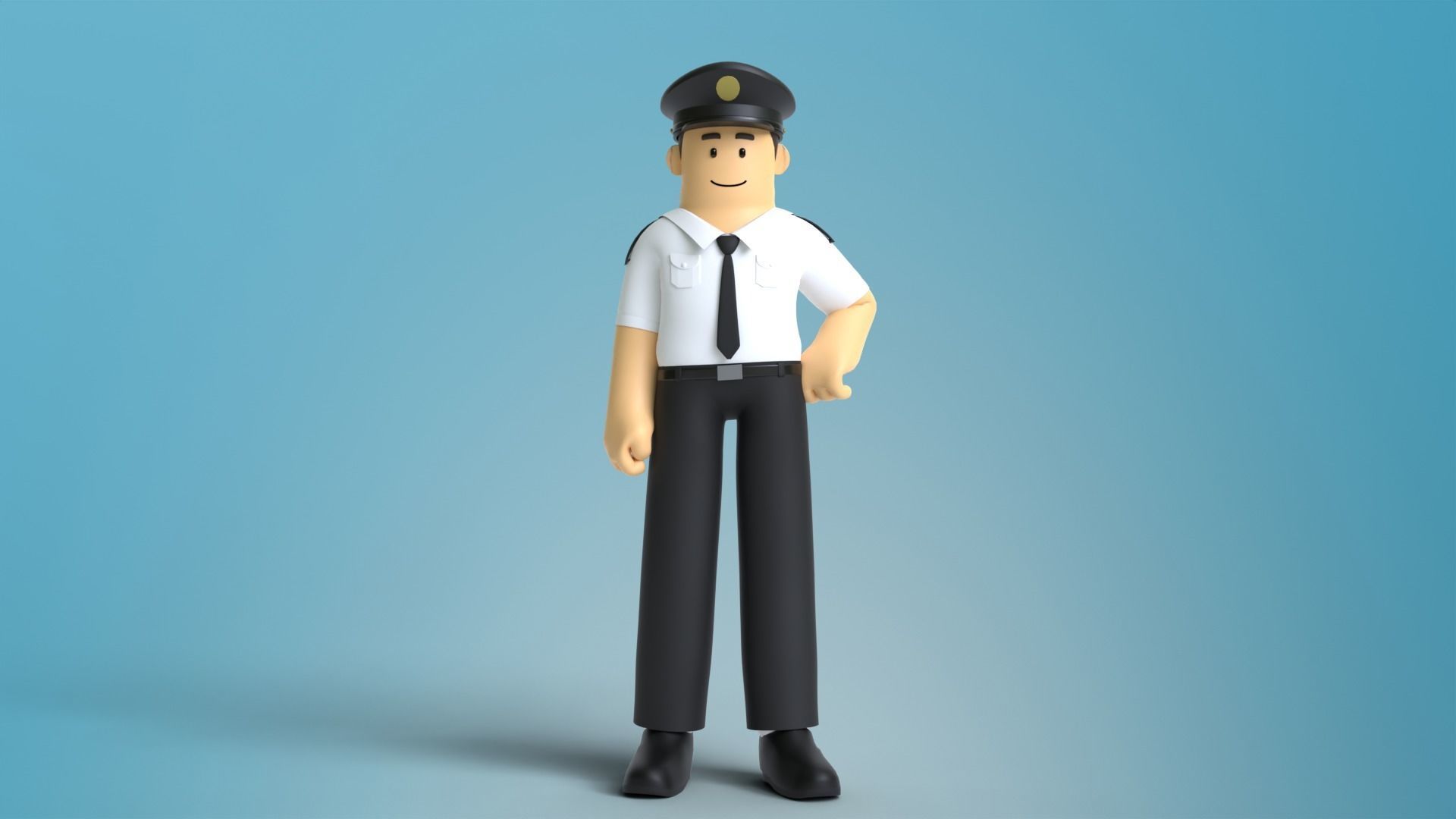 Minimal Pilot Cartoon Character 3D model_2