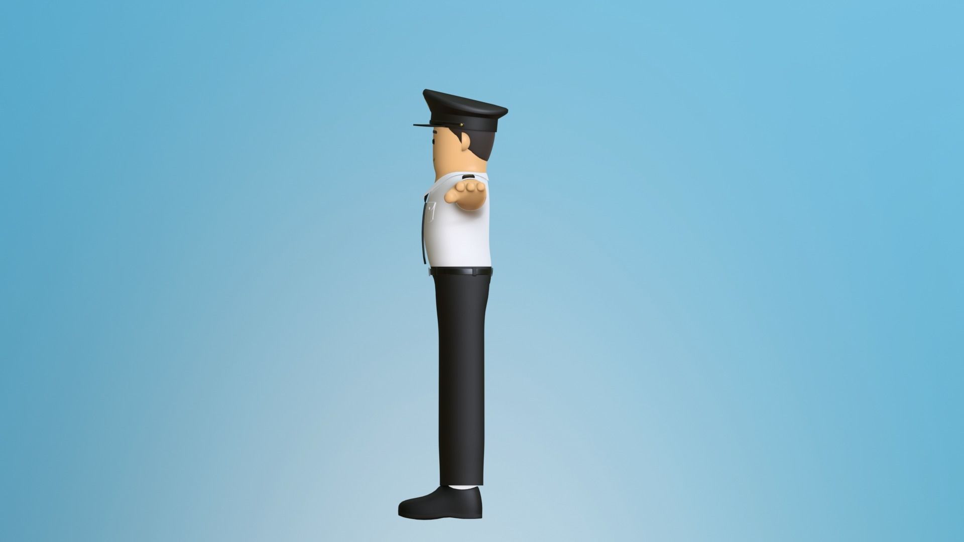 Minimal Pilot Cartoon Character 3D model_14