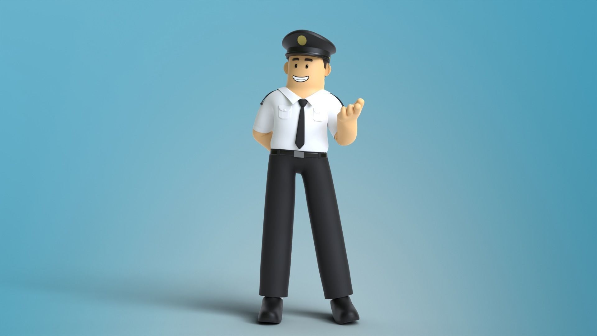 Minimal Pilot Cartoon Character 3D model_3