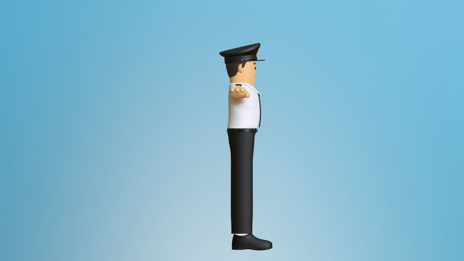 Minimal Pilot Cartoon Character 3D model_13