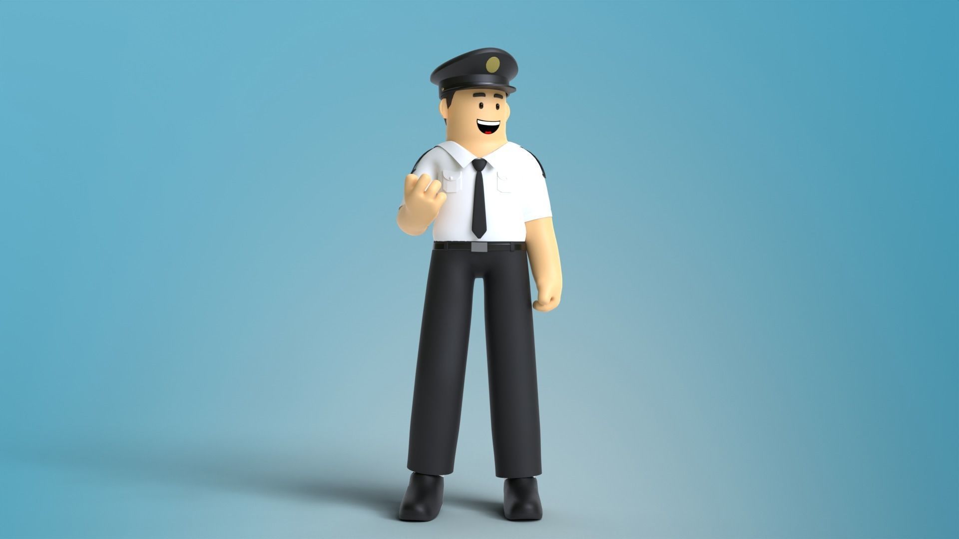Minimal Pilot Cartoon Character 3D model_4