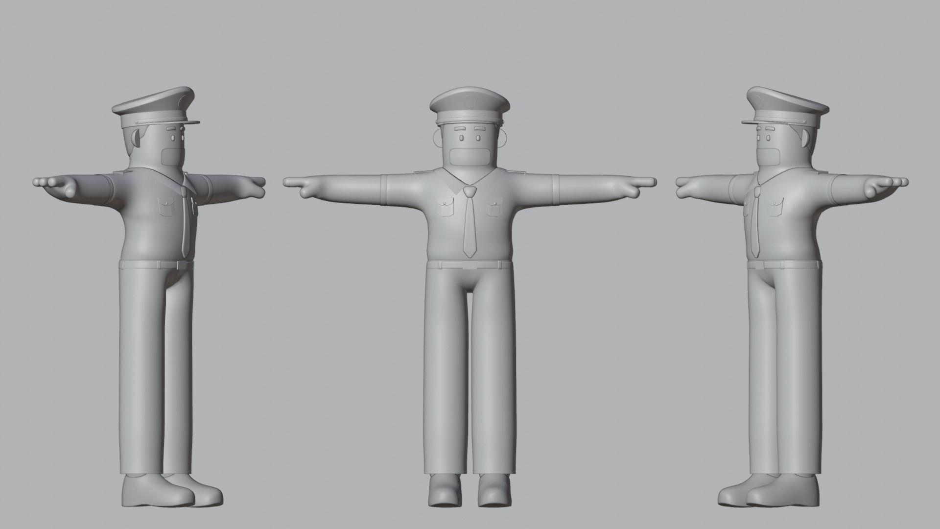 Minimal Pilot Cartoon Character 3D model_6