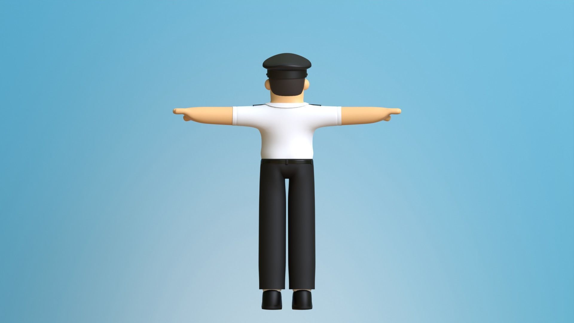 Minimal Pilot Cartoon Character 3D model_10