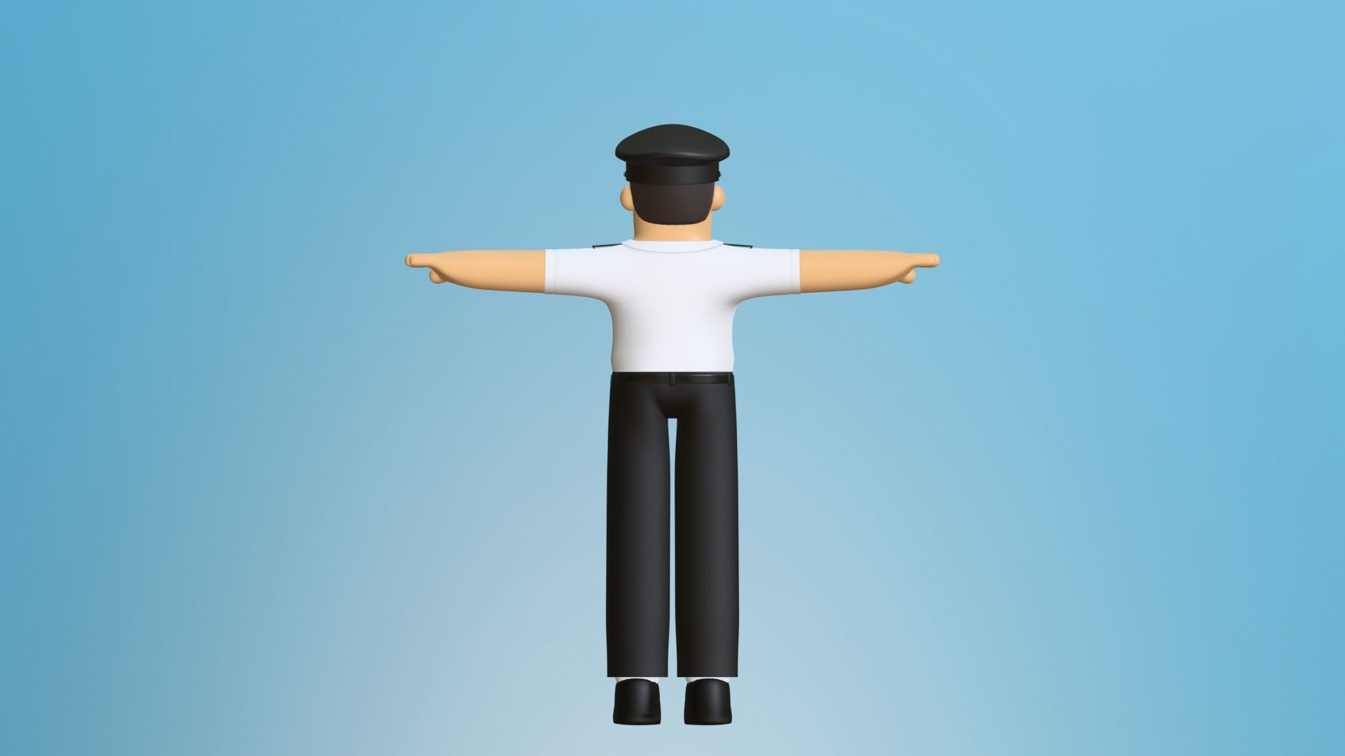 Minimal Pilot Cartoon Character 3D model_15