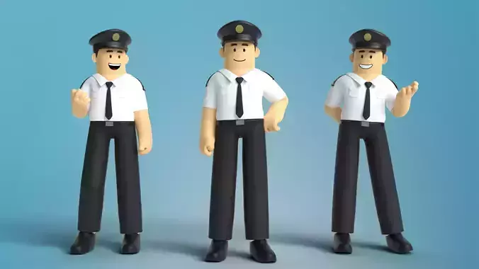 Minimal Pilot Cartoon Character