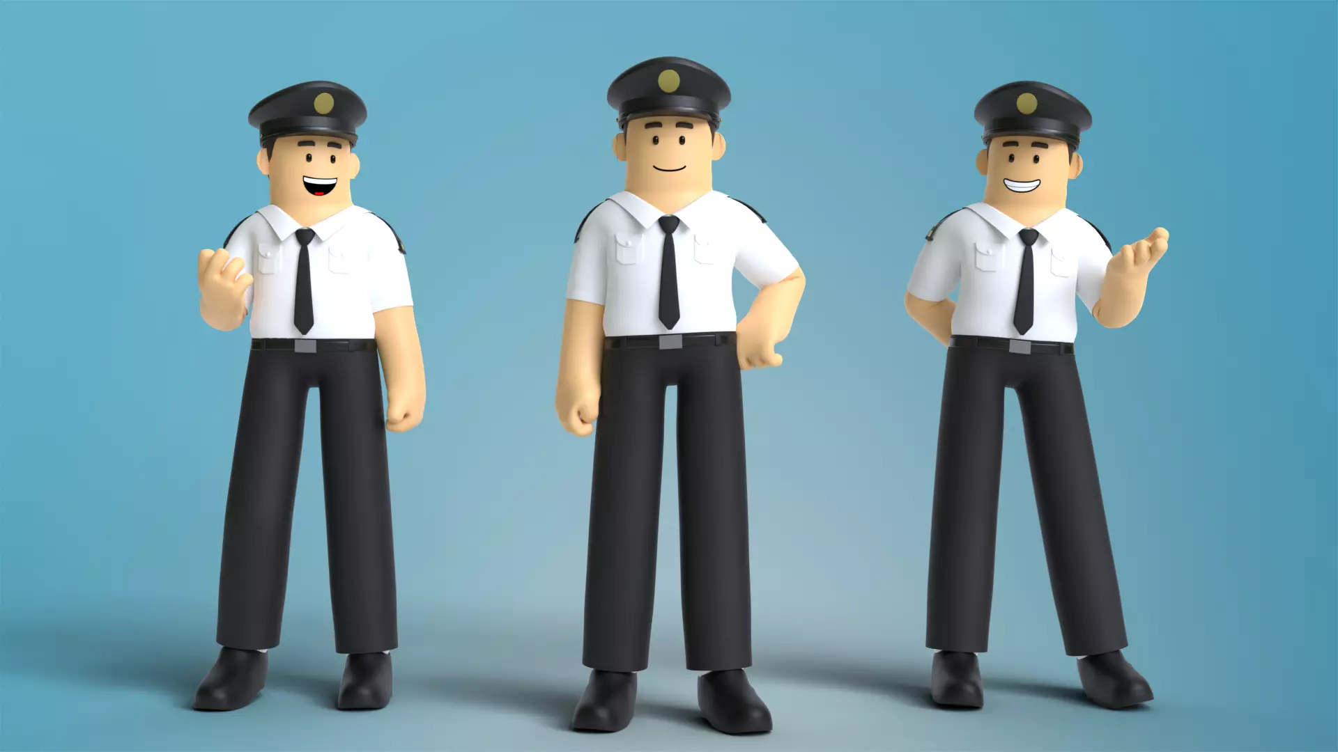 Minimal Pilot Cartoon Character 3D model_0