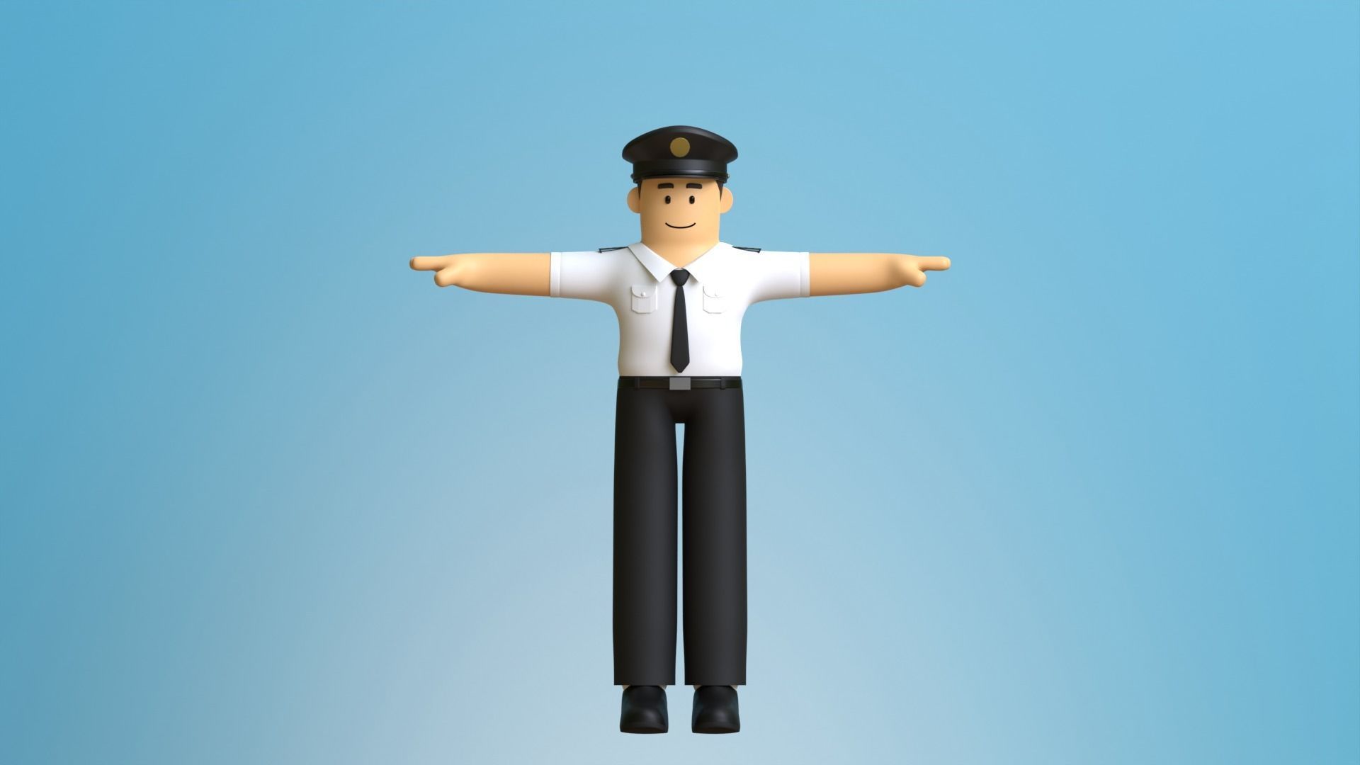 Minimal Pilot Cartoon Character 3D model_8