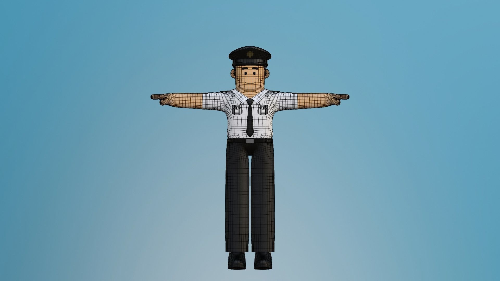 Minimal Pilot Cartoon Character 3D model_24