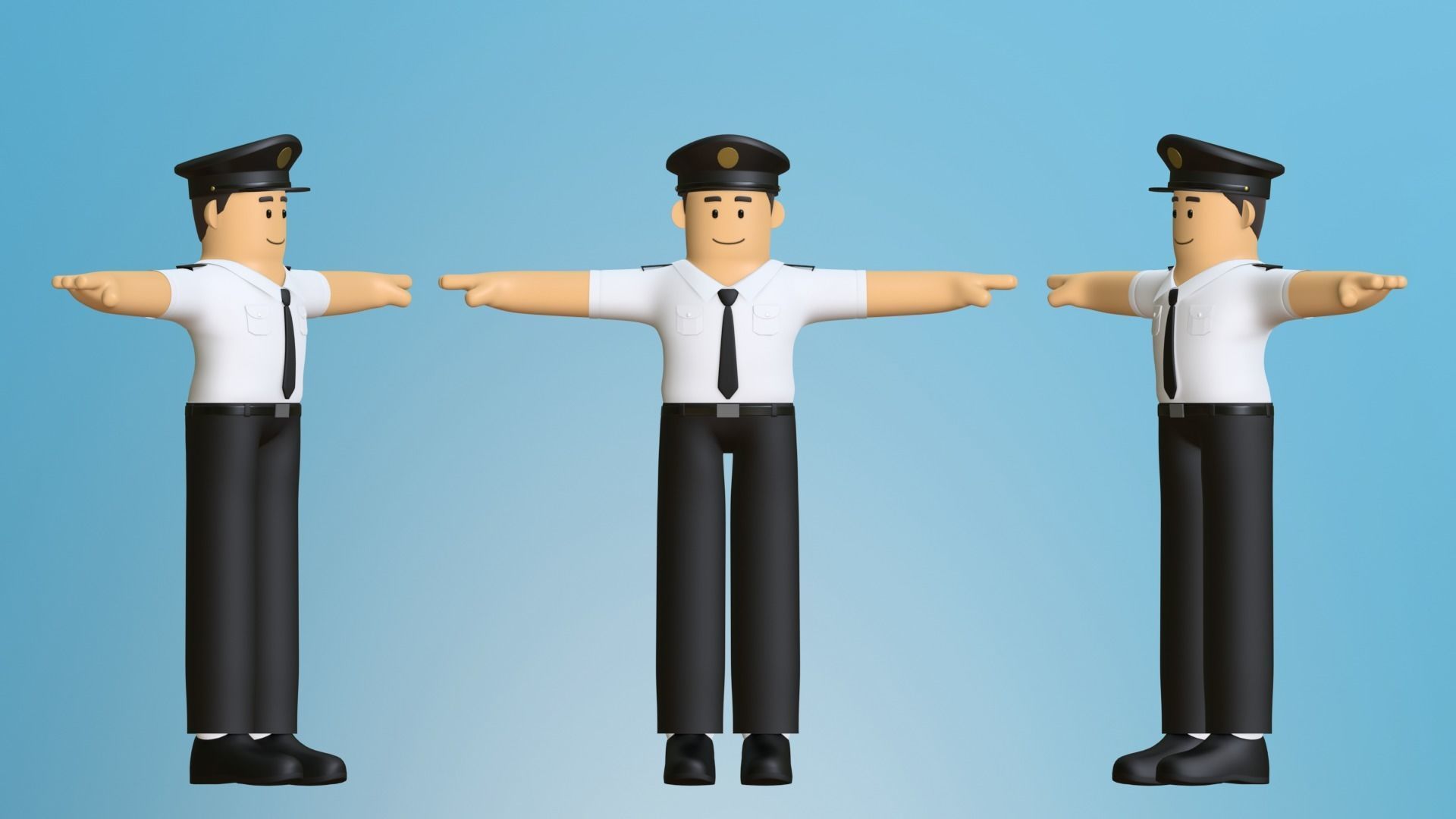 Minimal Pilot Cartoon Character 3D model_7