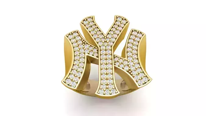 NY Yankees Diamond Signet Ring 