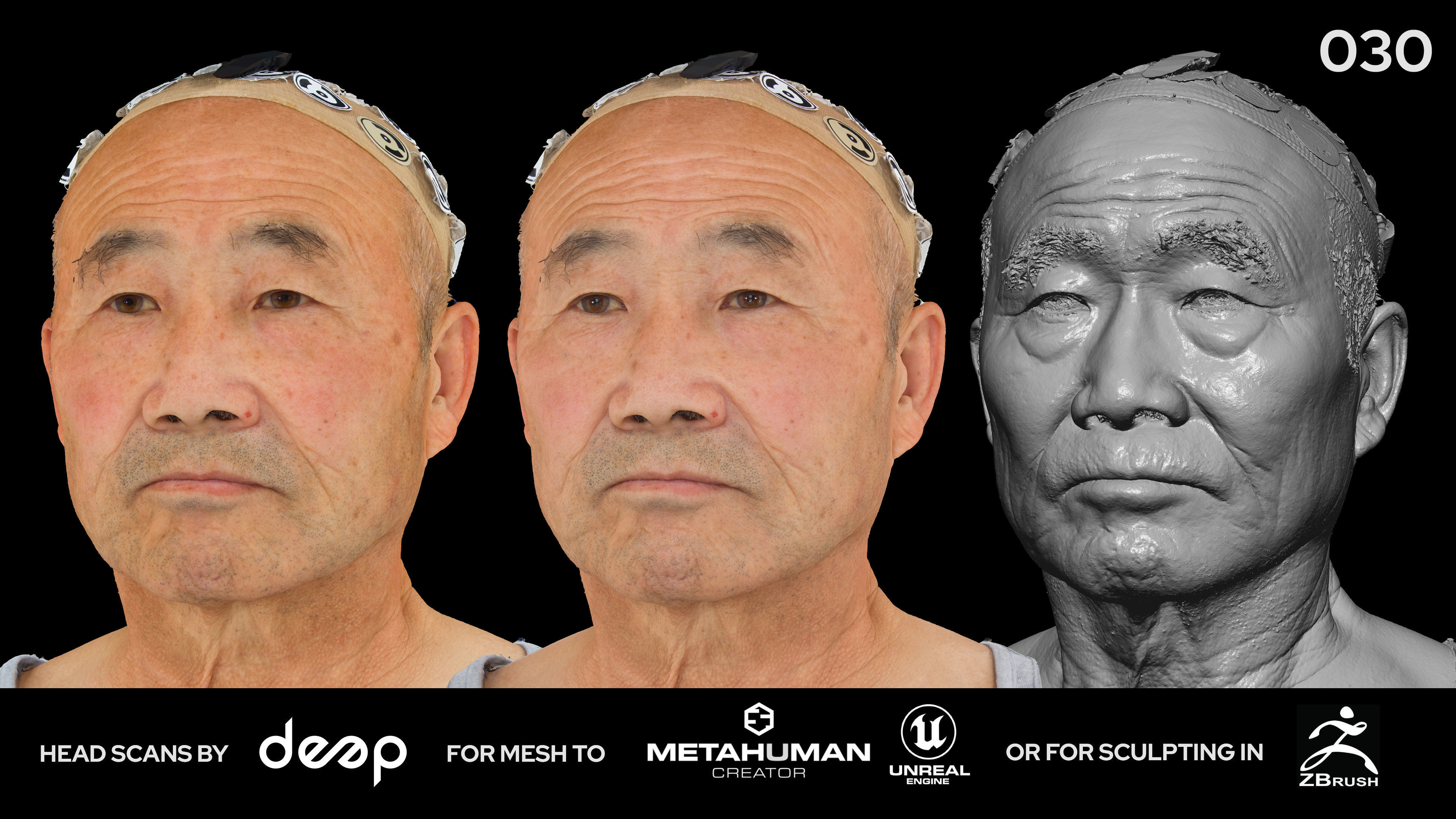 Asian Male 70s head scan 030 3D model_2
