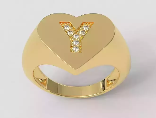 Heart Letter Ring - Y