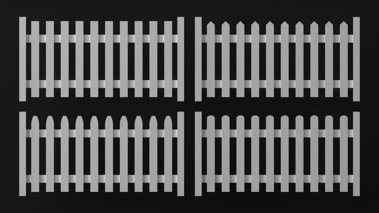 Four low poly fences Low-poly 3D model