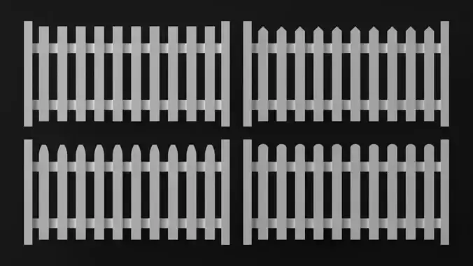 Four low poly fences