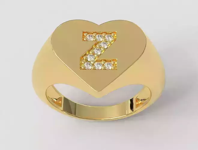 Heart Letter Ring - Z