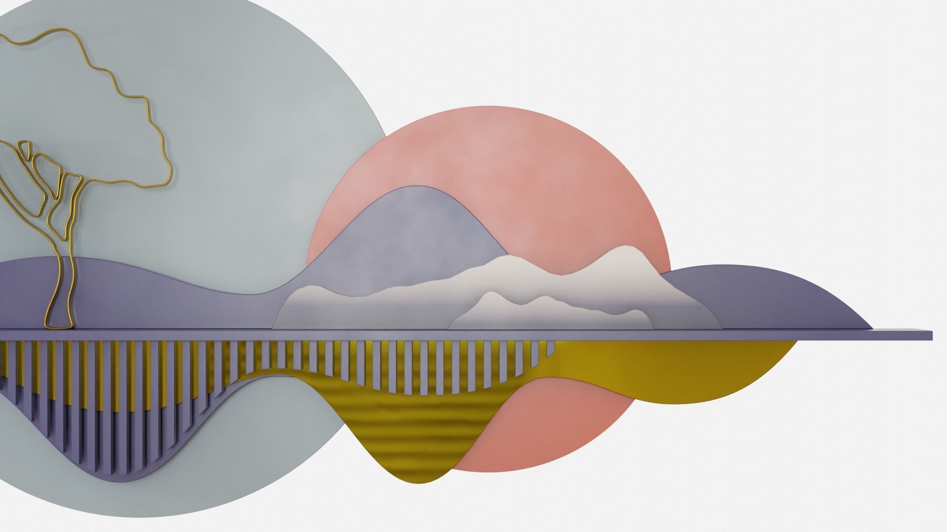 Nature Landscape Wall Art Low-poly 3D model_2