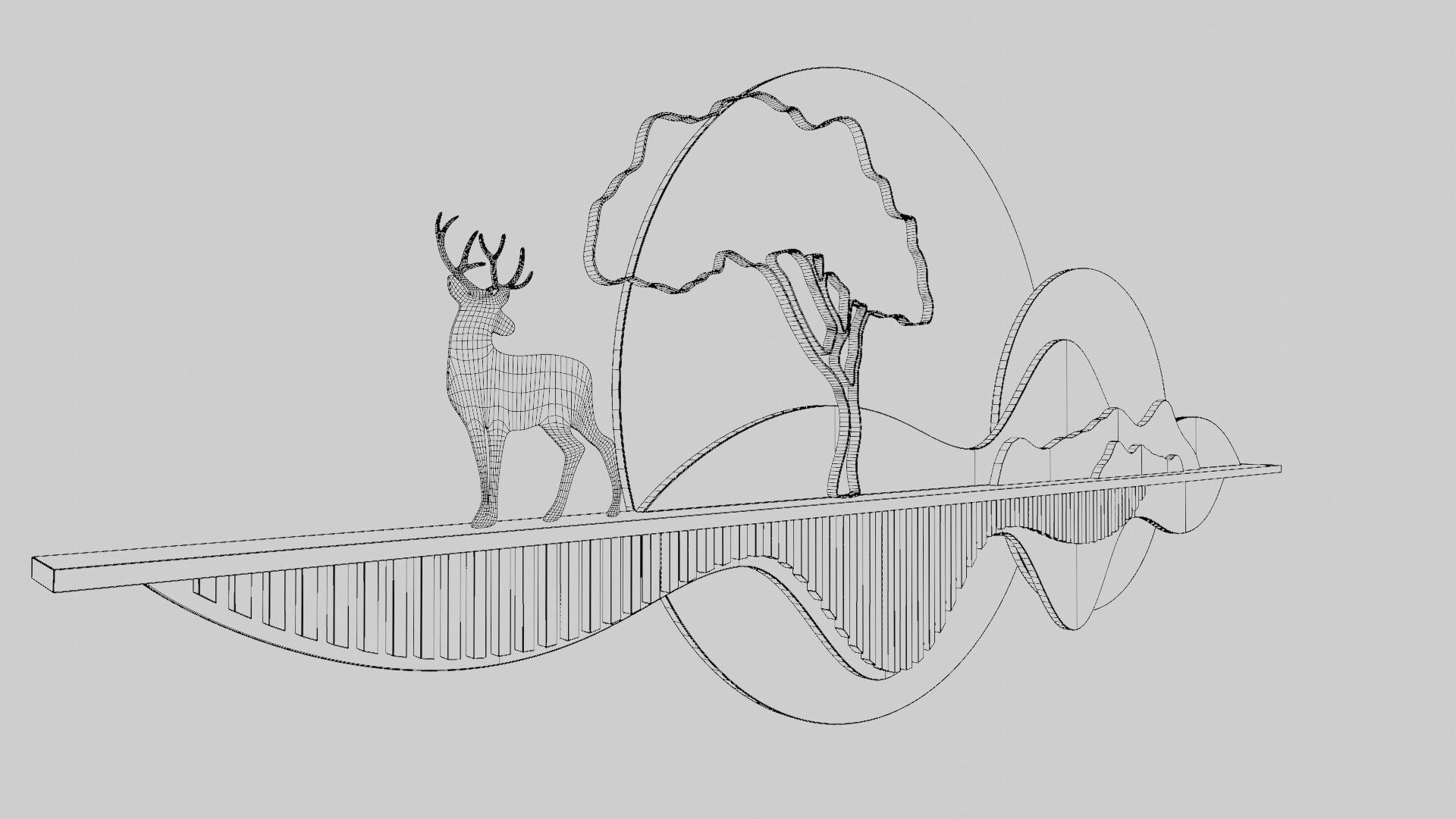 Nature Landscape Wall Art Low-poly 3D model_8