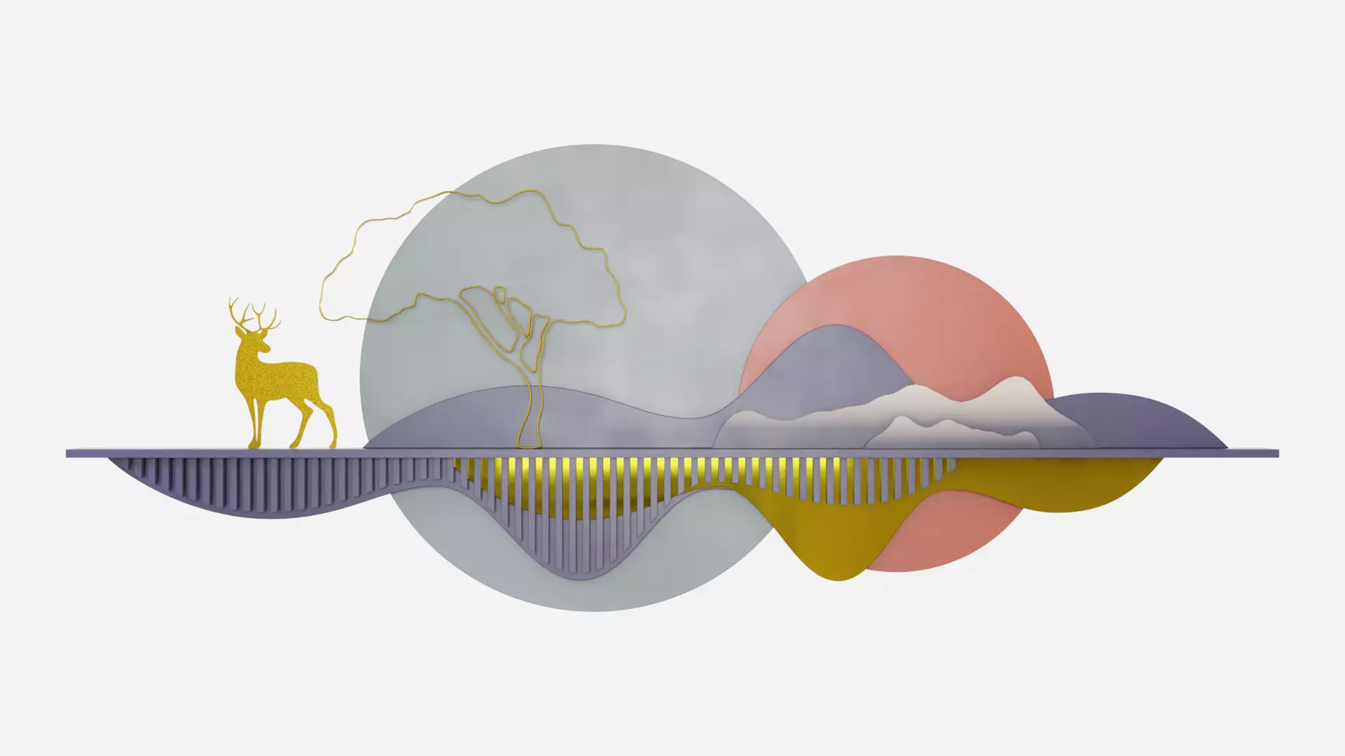 Nature Landscape Wall Art Low-poly 3D model_0