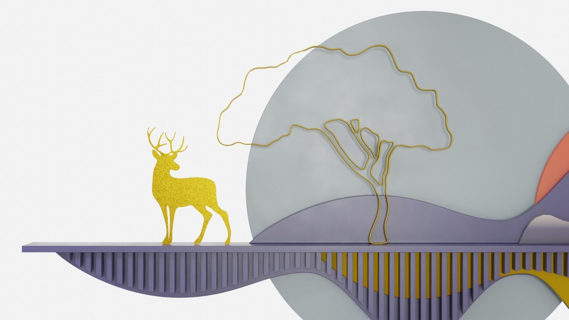 Nature Landscape Wall Art Low-poly 3D model_1