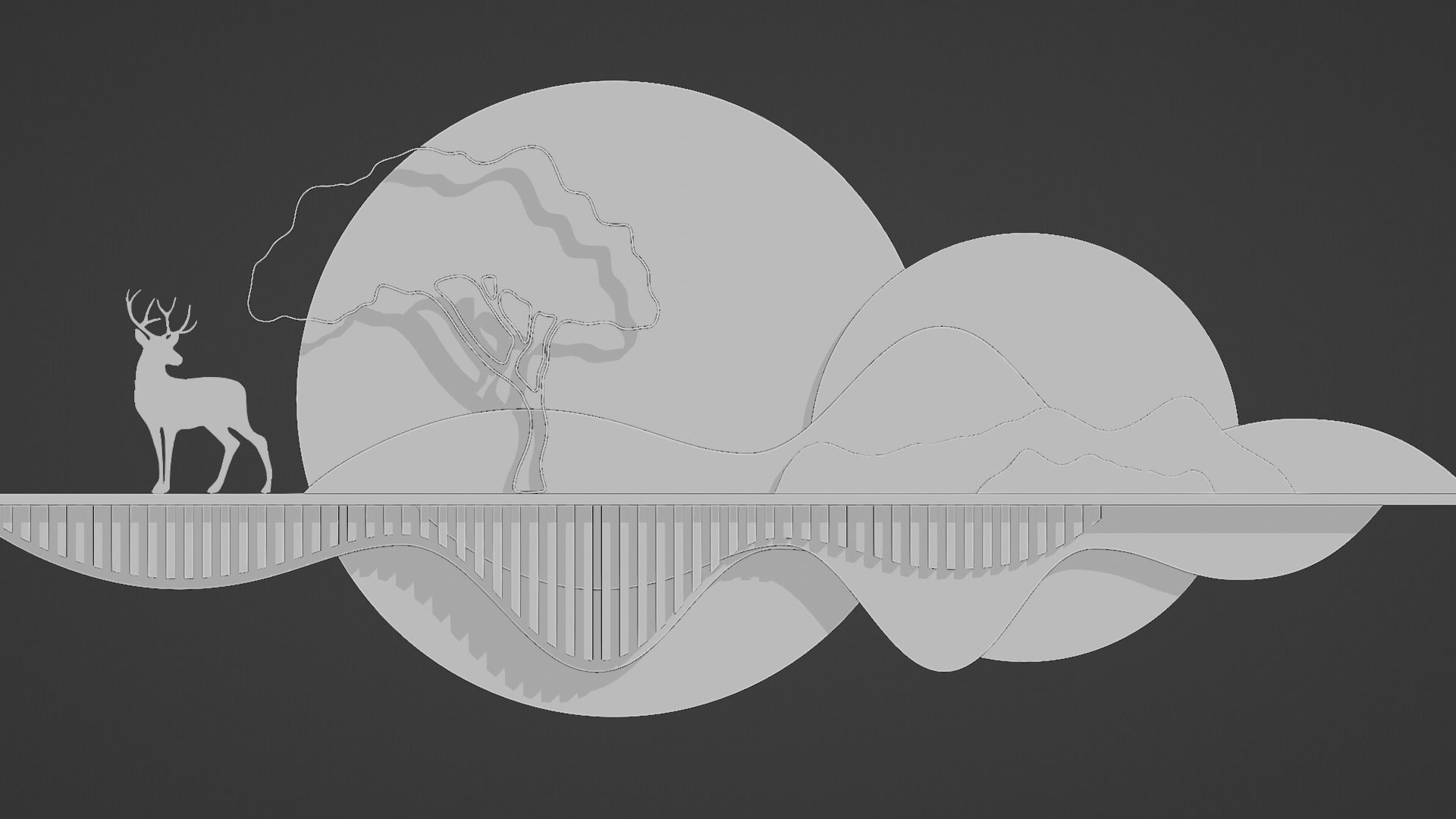 Nature Landscape Wall Art Low-poly 3D model_4