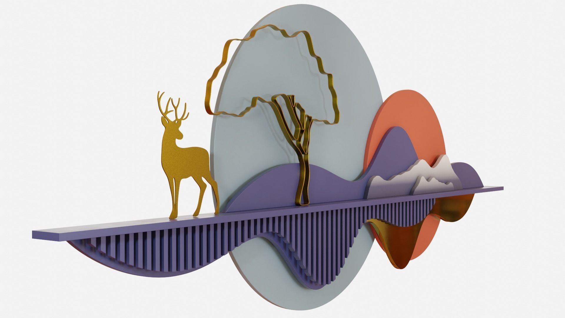 Nature Landscape Wall Art Low-poly 3D model_3