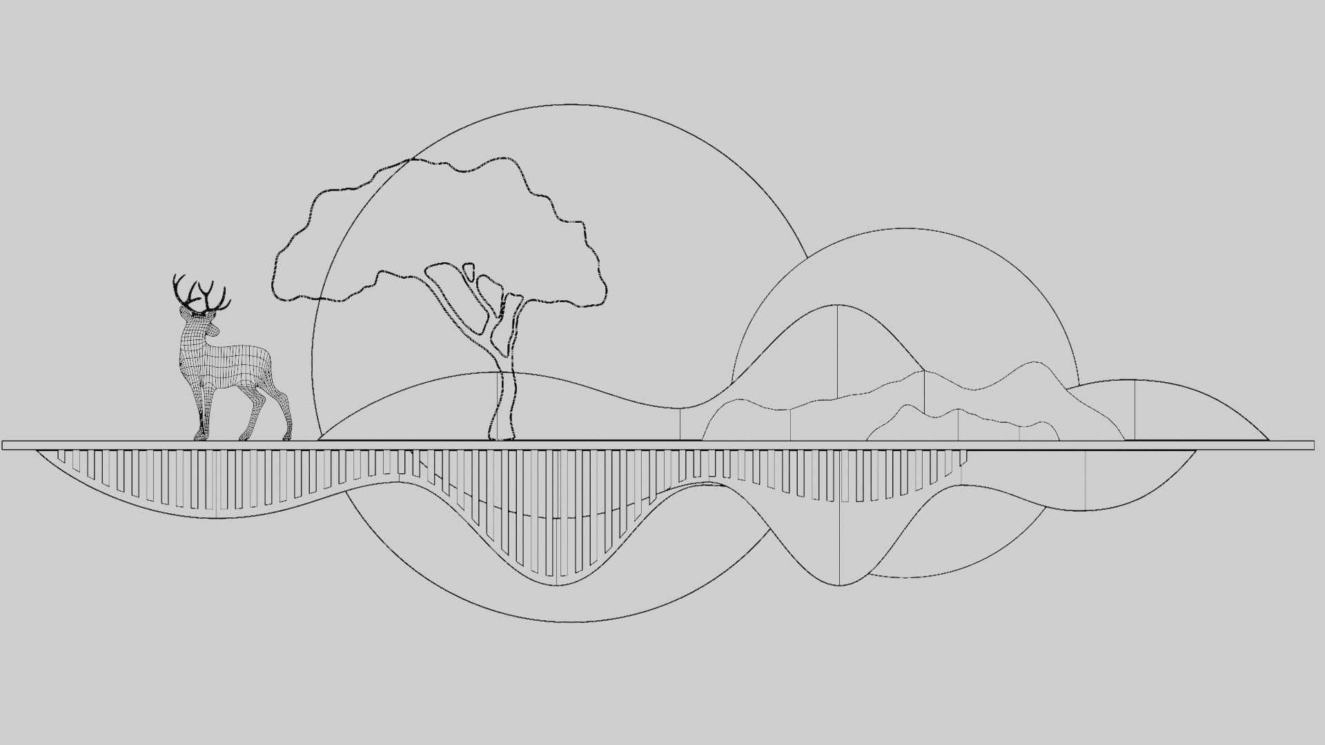 Nature Landscape Wall Art Low-poly 3D model_7