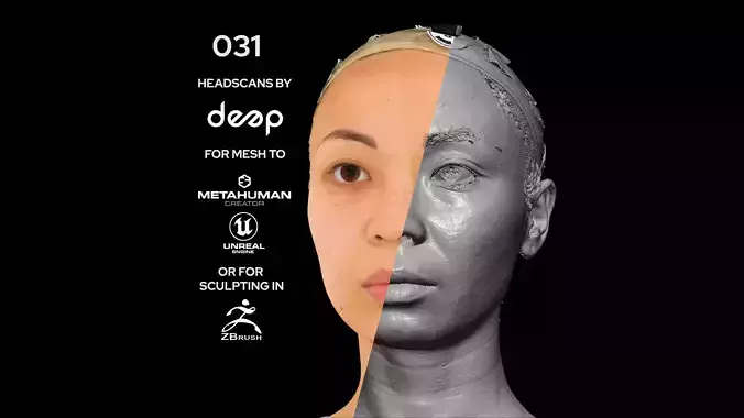 Asian Female 30s head scan 031 3D model