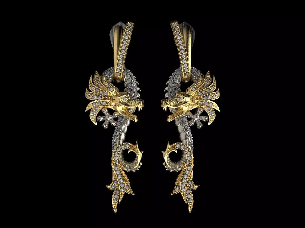 earrings dragon 3D print model_0