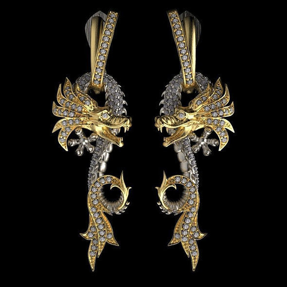 earrings dragon 3D print model_26