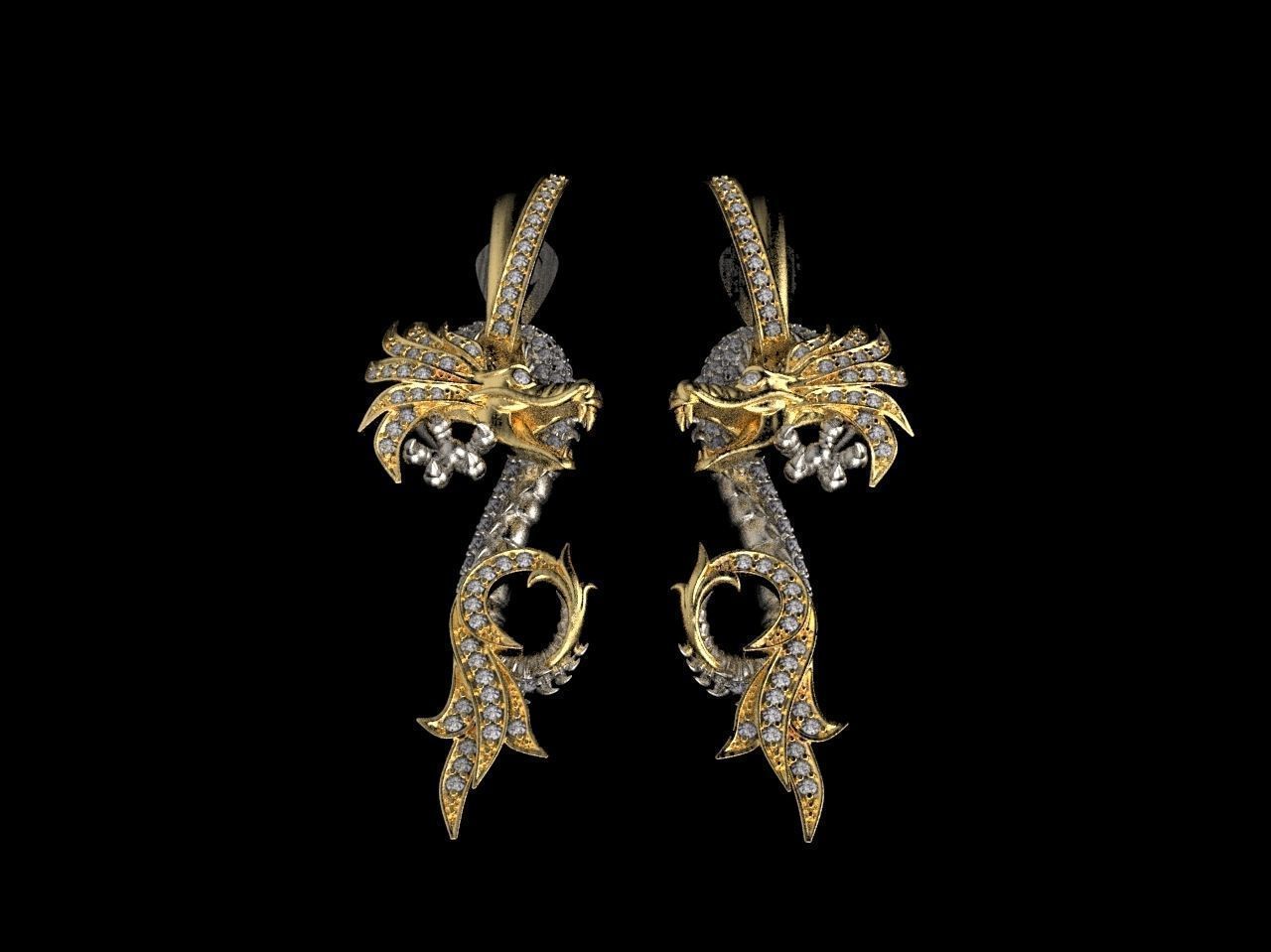 earrings dragon 3D print model_6