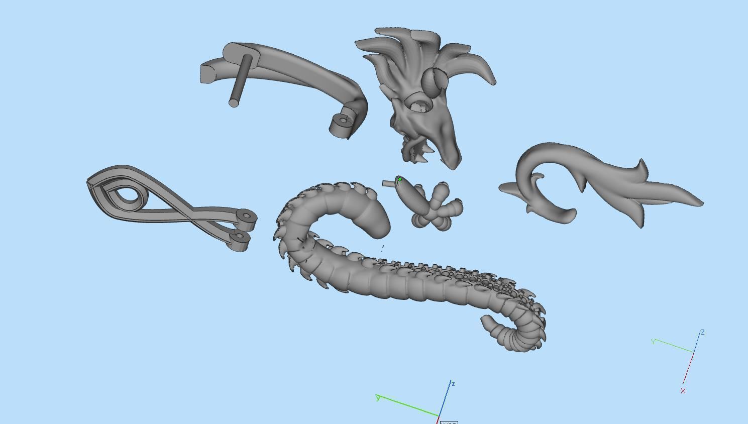 earrings dragon 3D print model_13