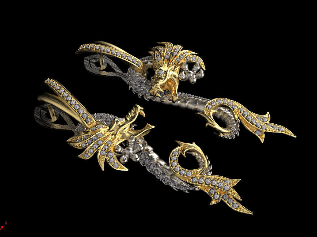 earrings dragon 3D print model_1