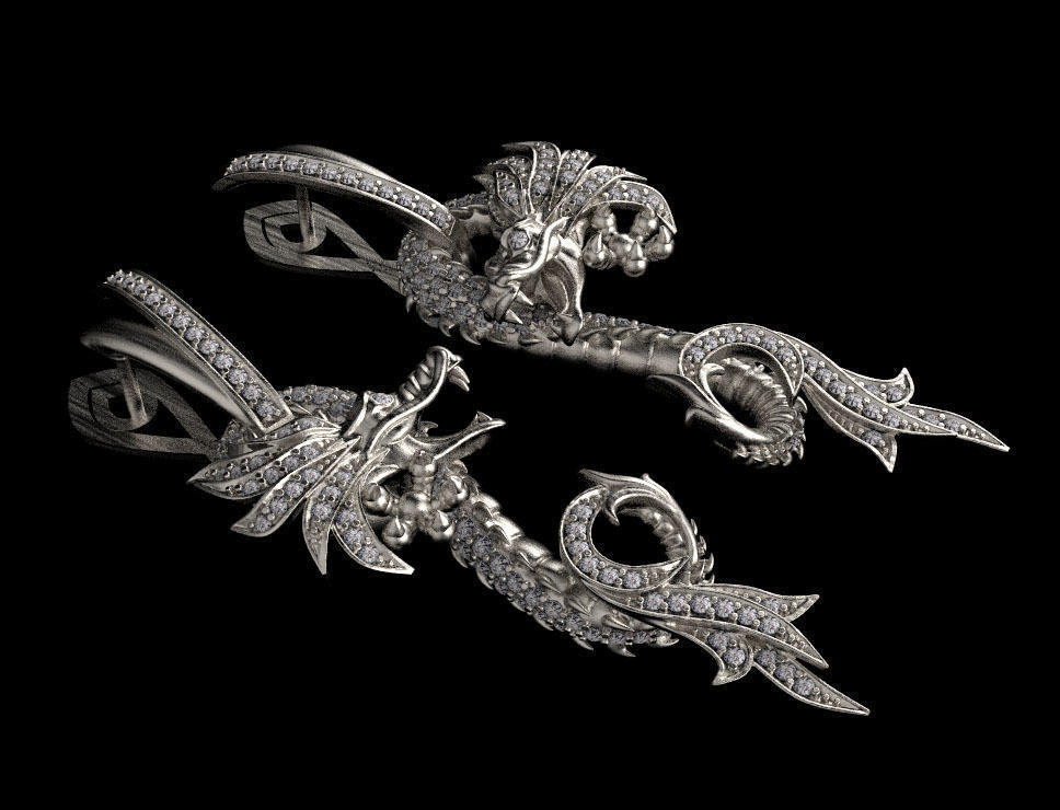 earrings dragon 3D print model_7