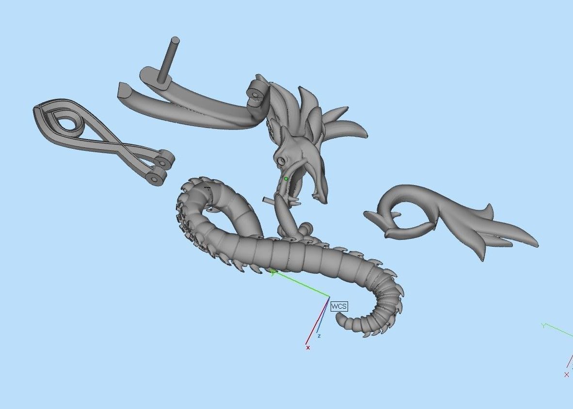 earrings dragon 3D print model_18