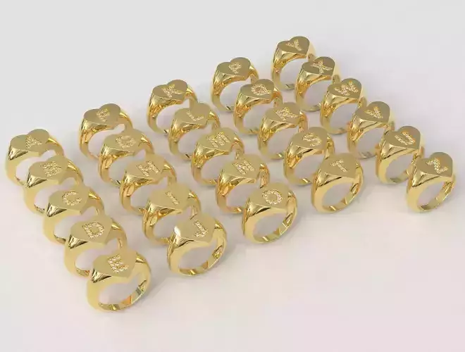 Heart Alphabet Rings